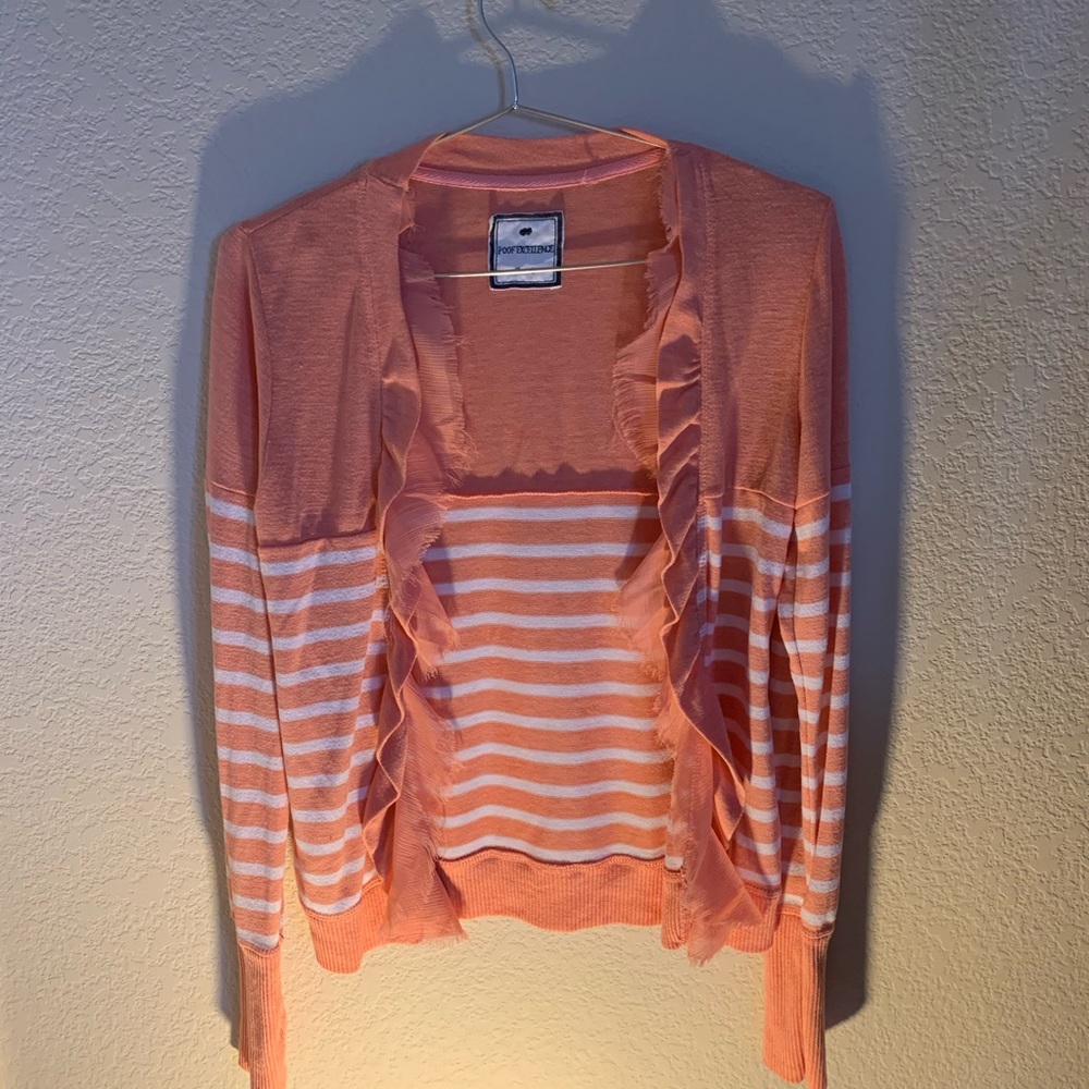 Women’s small peach stripe cardigan